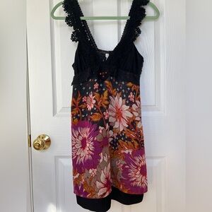 Free People Floral Wool Dress with Crochet straps